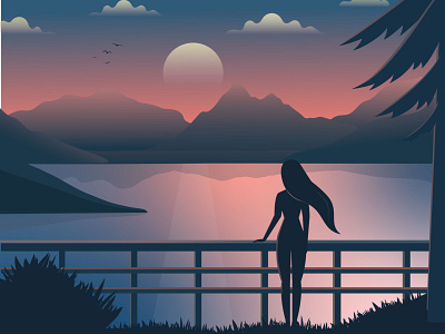 At sunset design graphic design illustration vector