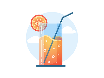 Summer icons wip colored glass icon illustrated illustration juice orange relaxation summer