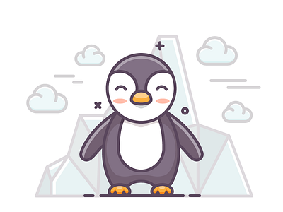 Penguin animal character icon illustration line mascot outline penguin