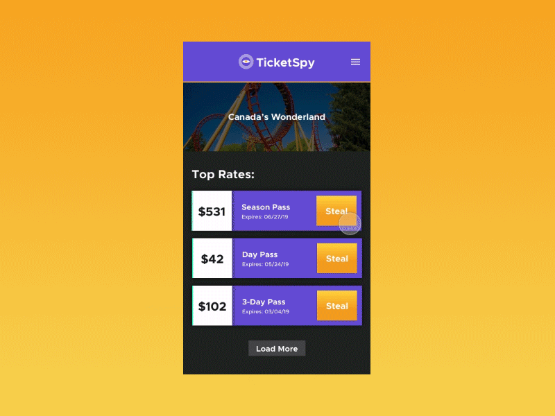 Ticket Spy Animation app screen application iphone 8 ticket ui ux