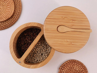 Wooden Condiment Container & Spice Box