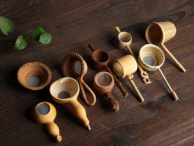 Bamboo Rattan Vintage Spout Tea Strainer