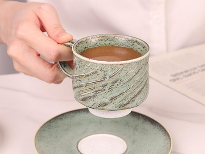 Threaded Porcelain Coffee Cup
