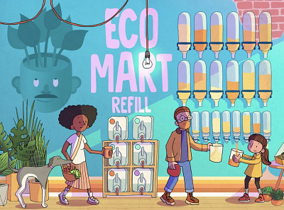Refill Store character design climate crisis eco environment illustration plastic pollution refill wellness