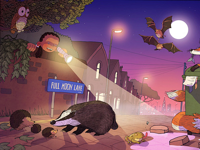 Full Moon Lane childrens educational illustration kid lit london wild wildlife