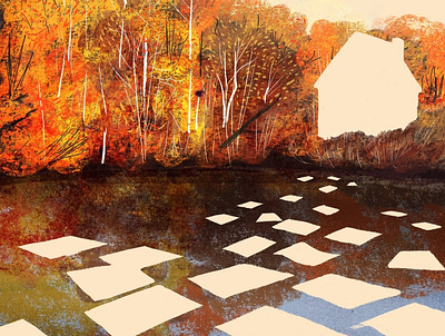 Writer's Block autumn editorial lake negative space procreate writers block