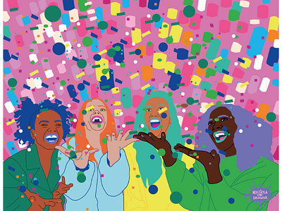 Celebrate Each Other Illustration bold colours community design digital illustration empowering artwork female friendship illustration female illustration graphic design illustration