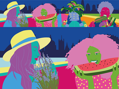 Bringing Nature To The City Illustration bold colours community design digital illustration empowering artwork female illustration fruit and vegetable illustration graphic design illustration london