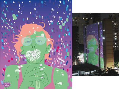 Illustration Projection bold colours community design digital illustration empowering artwork graphic design illustration mural projection street art