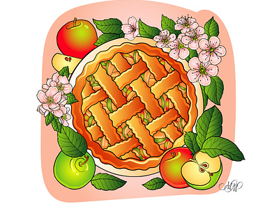 Apple pie and apples. Vector food illustration apple clipart apple pie apple pie illustration apples apples drawings apples illustrations design food clipart food drawings food illustrations food vector graphic design illustration instant download labels design packaging design pie drawing vector clipart vector drawings vector illustrations