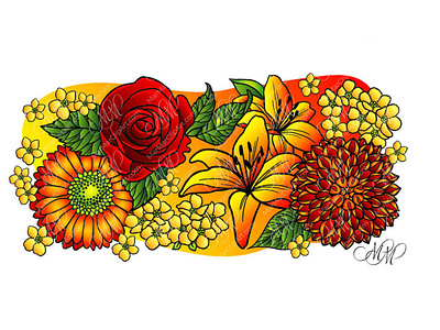 Assorted flower pattern. Floral vector illustration