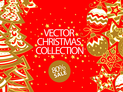 Christmas vector set: trees, balls, stars, patterns...