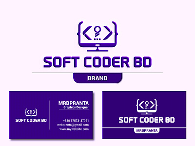 SOFT CODER BD LOGO ai branding business card coding design desktop developer eps icon laptop logo web