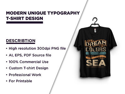 t-shirt design (we dream in colours borrowed from the sea) ai borrowed calliography design dream eps from graphic design in modern sea t-shirt the typography unique vector we