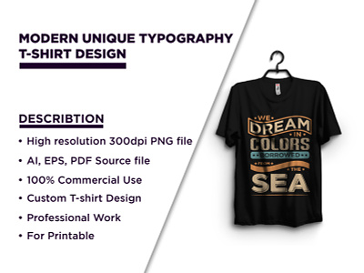 t-shirt design (we dream in colours borrowed from the sea) ai borrowed calliography design dream eps from graphic design in modern sea t shirt the typography unique vector we