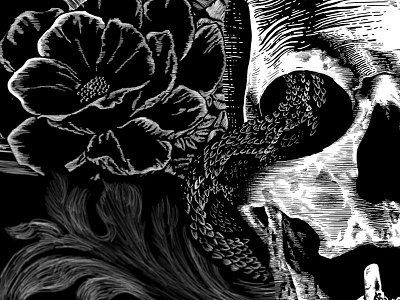 Booze Illustration – Detail alcohol flower illustration packaging poster skull snake
