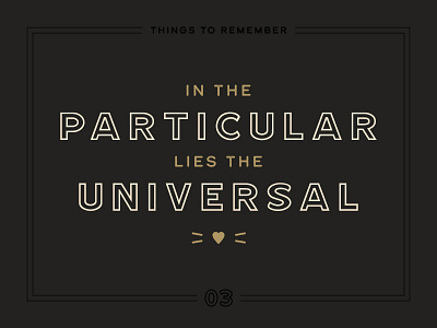 In the Particular Lies the Universal