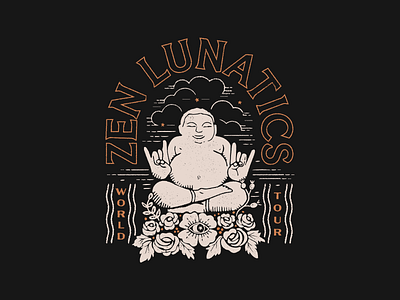 Zen Lunatics band floral flowers illustation meditation tshirt zen