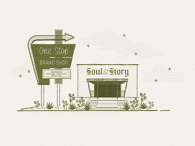 Soul&Story Illustration halftone midcentury motel neon retro vintage