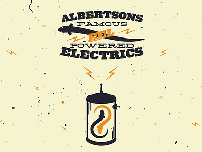 Albertsons Eel Powered Electrics branding fantasy fiction fictional logo signage steampunk typography vintage