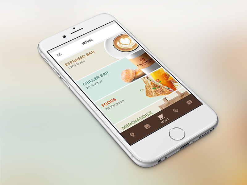 Home Concept - Gloria Jean's Coffee android ux ui mobile menu food jeans gloria concept app home coffee