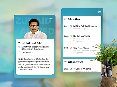 Zunaid Ahmed Palak Mobile App Concept bio blog card clean diary personal timeline ui