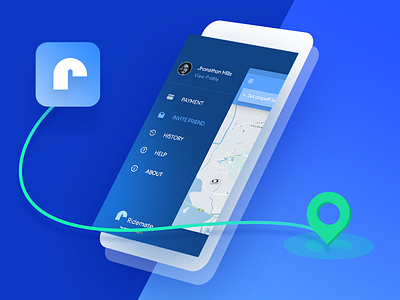 Ridemate Car Sharing and Booking App booking lyft map ride share sidebar uber vehicle