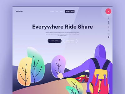 Rideshare Web Landing UI and Illustration