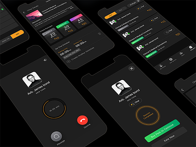 Consultancy App Dark UI android app color design graphic icon ios mobile profile ui