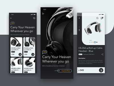Headphones ecommerce mobile app android app ecommerce app uiux