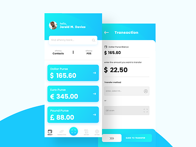 Wallet and transaction concept cyan transaction wallet white