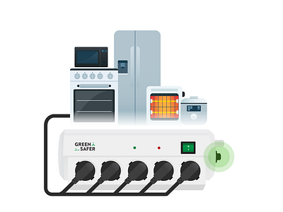 power strip - overload electronics heater illustration microwave oven powerstrip refrigerator ricecooker