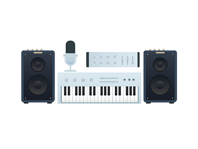 musical instruments illustration mic music speaker synthesizer