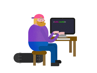 I hate coding boy code coder coding hipster illustration skateboard sketch