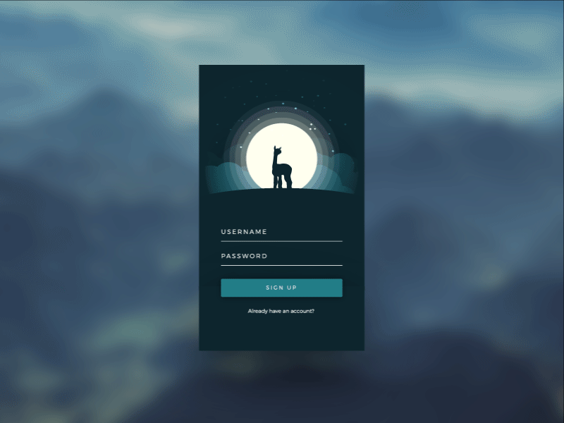 Daily UI Challenge 001 1 alpaca app challenge daily day screen sign ui up