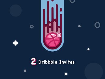 2 Dribbble Invites 2d ball design dribbble flat illustration invitation invite notification space stars user