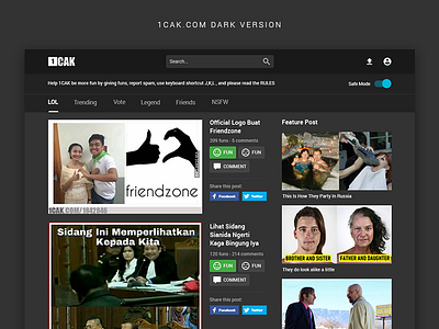 Redesign 1cak.com Dark version