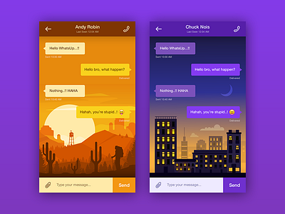 Chating App (Concept) mobile modern purple lamborghini sun ui ux yellow