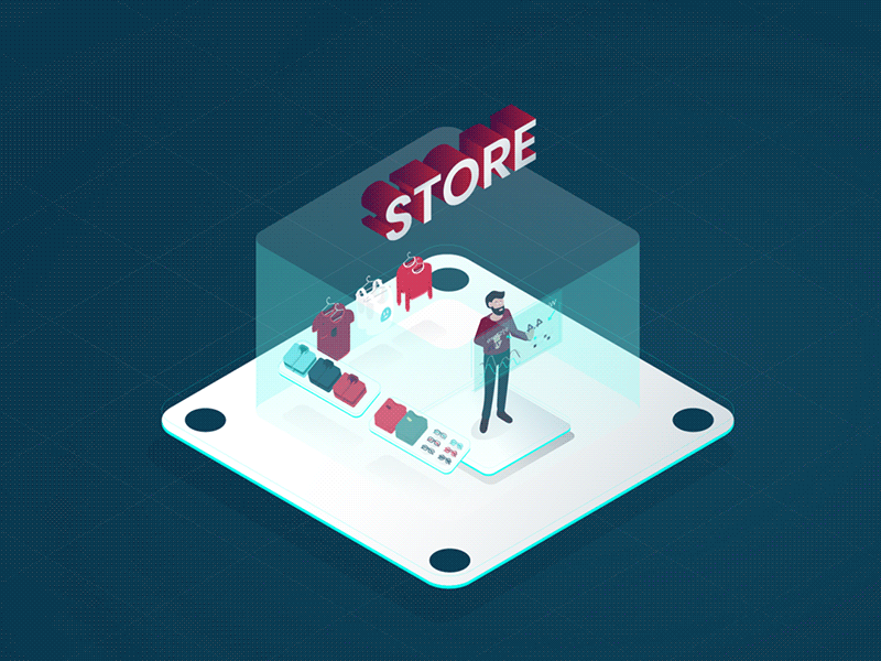 Analyticalways Store 2d animation futuristic illustration isometric retail