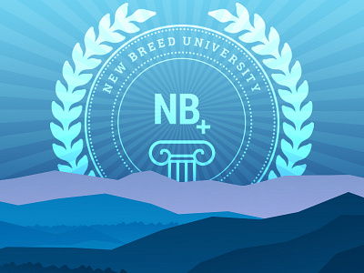 New Breed University blue gradient mountains new breed seal