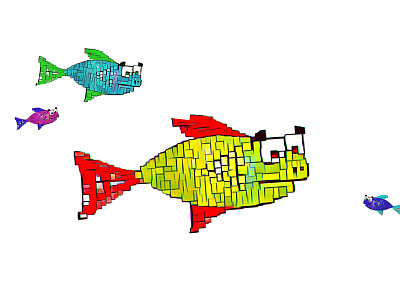 Fishes colorful fish illustration squares