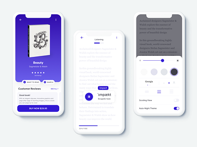Mobile book app book clean read reading app ui