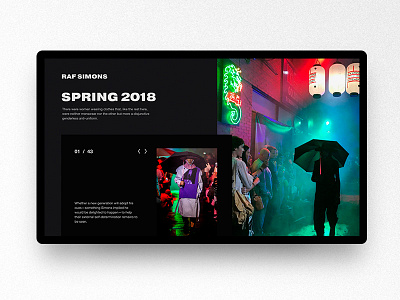 Concept for Raf Simons design exchange fashion flat mining rafsimons site typography ui ux web