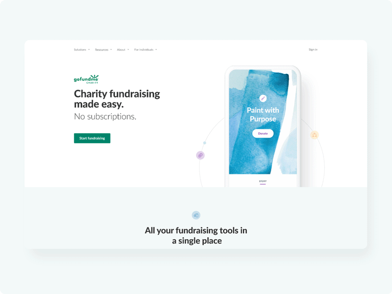 Charity landing page in motion homepage landing page parallax ui webdesign