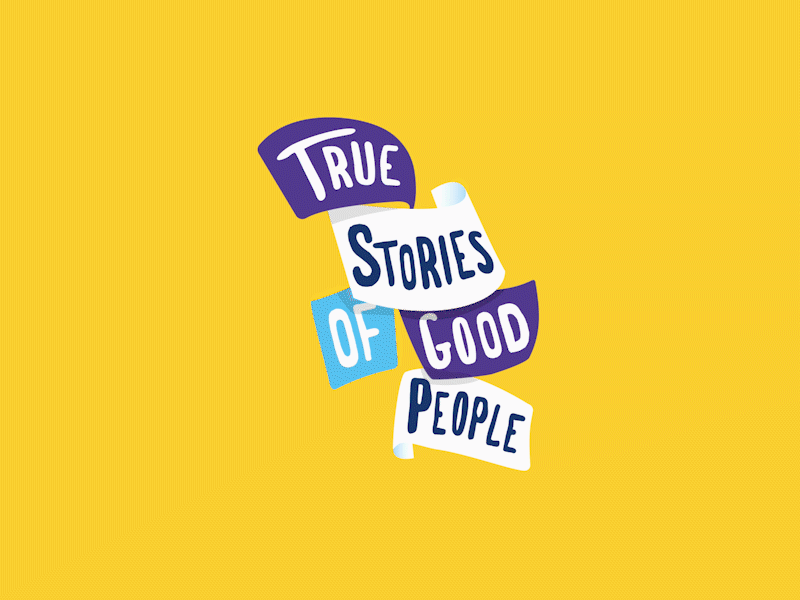 True Stories of Good People branding illustration podcast yellow