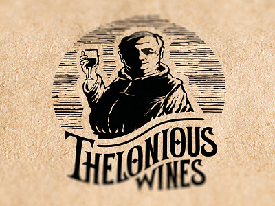 Thelonious Wines Logo brand identity branding hand lettering identity illustration logo monk wine woodcut