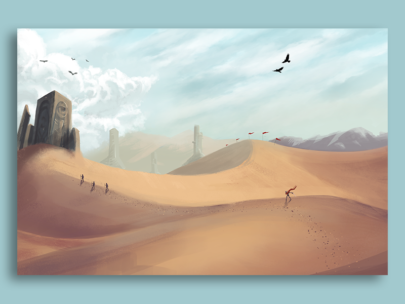 digital painting landscape desert