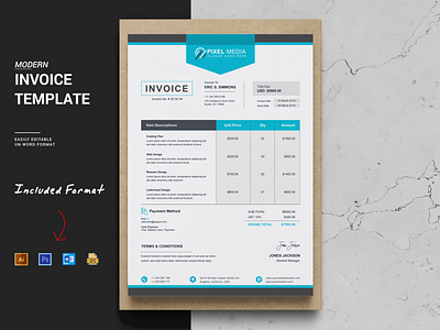 Clean Corporate Invoice Template excel minimal invoice