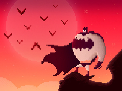 Batman 8bit batman bats comics gargoyle gradient moon night pixel pixel art red superman