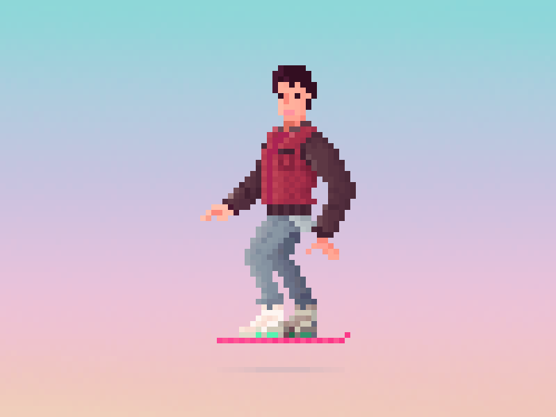 Hoverboarding 8bit animated gif back to the future hoverboard illustration marty mcfly pixel art